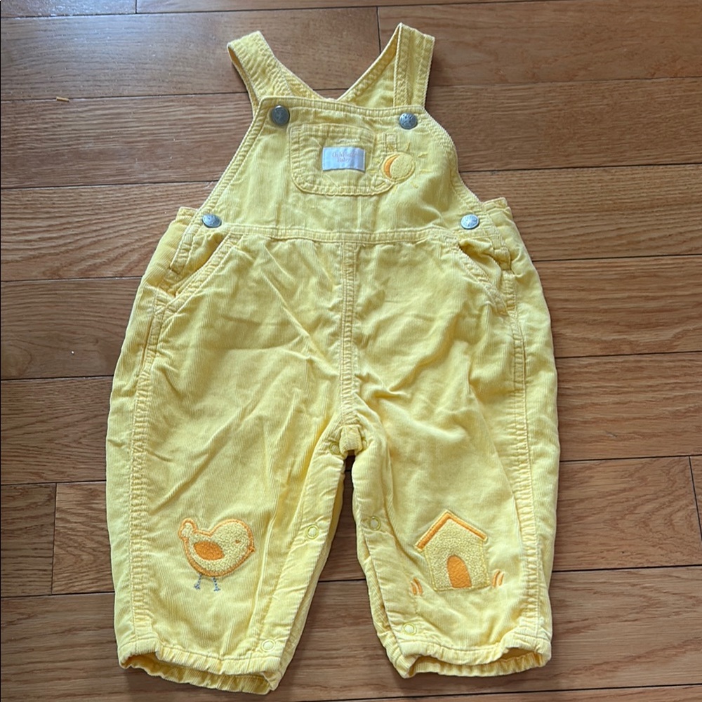 VINTAGE OshKosh B'gosh Yellow Corduroy Overalls with Elastic Bottoms